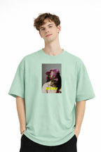 Blurry - Oversize Erkek Tişört SU YESILI