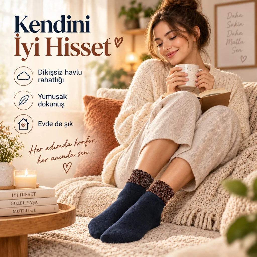 Kadın Simli 3'lü Bilek Patik Çorap | Dikişsiz Havlu Yapı, Yumuşak Konforlu Günlük Çorap