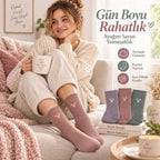 Kadın Geyik Nakışlı Fitilli Soket Çorap 3’lü – Yumuşak Dokulu Pastel Renk Günlük Çorap Seti