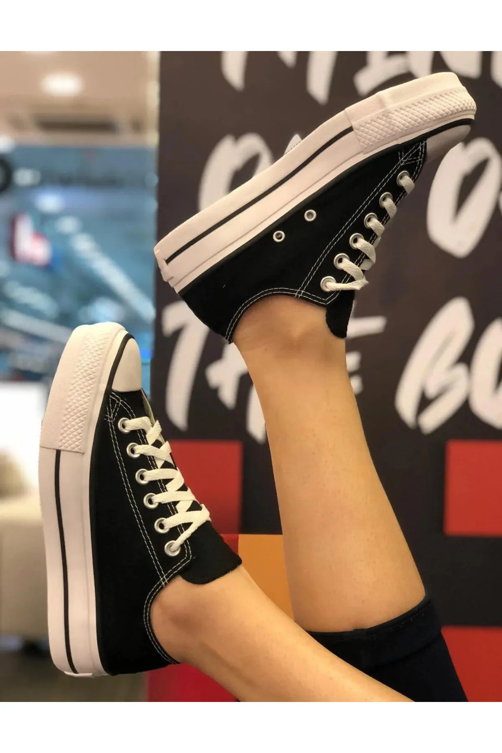 KN103 - Siyah Keten 5 cm Boy Uzatan Sneaker Kalın Taban Kısa Sıyah 5CM