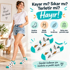 Kadın Beyaz Turkuaz Dondurma Desenli Patik Çorap | Rahat, Şık ve Eğlenceli Günlük Kısa Bilek Çorabı 12'li Paket