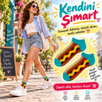 Hot Dog Desenli Patik 12'li Çorap Seti | Renkli Eğlenceli Günlük Kısa Bilek Çorap Çoklu Paket Modeli