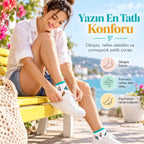 Kadın Beyaz Turkuaz Dondurma Desenli Patik Çorap | Rahat, Şık ve Eğlenceli Günlük Kısa Bilek Çorabı 12'li Paket
