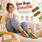 Hot Dog Desenli Patik 12'li Çorap Seti | Renkli Eğlenceli Günlük Kısa Bilek Çorap Çoklu Paket Modeli