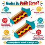Hot Dog Desenli Patik 6'lı Çorap Seti | Renkli Eğlenceli Günlük Kısa Bilek Çorap Çoklu Paket Fırsatı