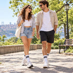 Unisex Beyaz Çorap Siyah Çizgili 9'lu Set Uzun Soket Günlük Spor Kolej Stil Kadın Erkek Çorabı