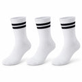 Unisex Beyaz Çorap Siyah Çizgili 3'lü Set Uzun Soket Günlük Spor Kolej Stil Rahat Kadın Erkek Çorabı