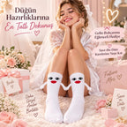 Mıknatıslı Gelin Çorabı Kadın Beyaz El Ele Tutuşan Düğün Çeyiz Bohça Bekarlığa Veda Eğlenceli Çorap