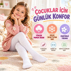 Çocuk Beyaz Külotlu 3'lü Çorap Yüksek Pamuklu Kışlık Parfümlü Okul Çorabı Esnek Rahat