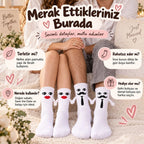 Mıknatıslı Gelin Damat Çorabı 2 Çift El Ele Tutuşan Düğün Çeyiz Bohça Eğlenceli Set