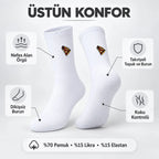 UNİSEX Çorap Beyaz Nakışlı 6'lı Set Pizza Hotdog Hamburger Desenli Uzun Soket Günlük Spor Çorap Seti