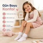 Kız Çocuk Beyaz Dantelli Soket Çorap 6'lı | Pamuklu Okul Gösteri Özel Gün Çorabı