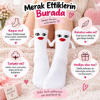 Mıknatıslı Gelin Çorabı Kadın Beyaz El Ele Tutuşan Düğün Çeyiz Bohça Bekarlığa Veda Eğlenceli Çorap