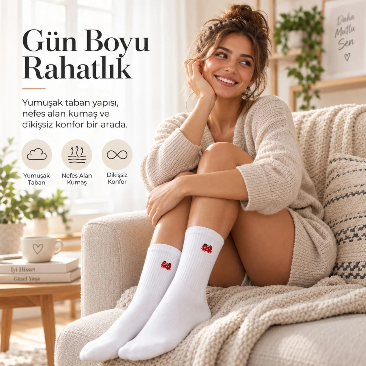 UNİSEX Çorap Beyaz Hayvan Nakışlı 6'lı Set Yengeç Yılan Kedi Desenli Uzun Soket Günlük Spor Çorabı