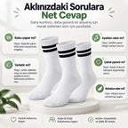 Unisex Beyaz Çorap Siyah Çizgili 6'lı Set Uzun Soket Günlük Spor Kolej Stil Rahat Kadın Erkek Çorabı