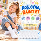 Çocuk Beyaz Çorap 6'lı Set İnce Dikişli Yumuşak Nefes Alabilen Okul Günlük Rahat Çorap 5-11 Yaş Seti