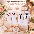 Mıknatıslı Gelin Damat Çorabı 2 Çift El Ele Tutuşan Düğün Çeyiz Bohça Eğlenceli Set