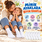 Çocuk Beyaz Çorap 6'lı Set İnce Dikişli Yumuşak Nefes Alabilen Okul Günlük Rahat Çorap 5-11 Yaş Seti