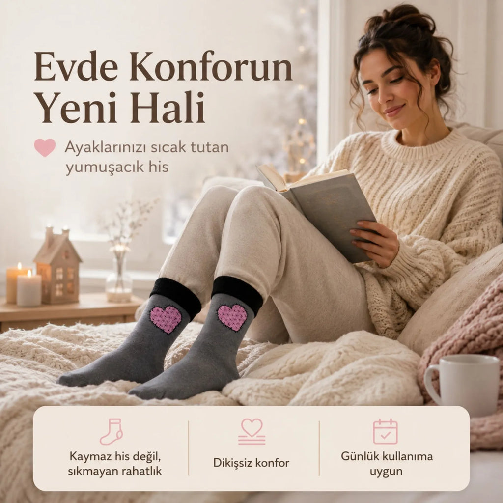 3’lü Kadın Kışlık Havlu Çorap Sıcak Tutan Yumuşak Karışık Desenli Günlük Çorap Seti