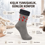 3’lü Kadın Kışlık Havlu Çorap Sıcak Tutan Yumuşak Karışık Desenli Günlük Çorap Seti