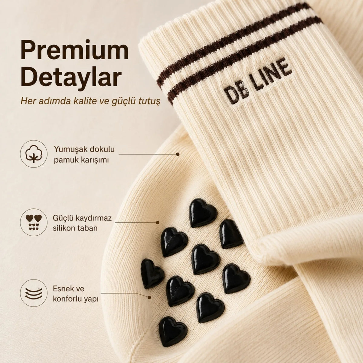 DB LINE Kaydırmaz Yoga Pilates Çorabı 8'li | Pamuklu Silikon Taban, Barre Stüdyo Spor
