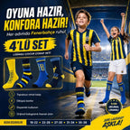 Fenerbahçe Lisanslı Çocuk Çorabı 4’lü Set | Dikişsiz, Yumuşak, Esnek ve Hologramlı Taraftar Çorabı 19-38 Numara