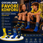 Fenerbahçe Lisanslı Çocuk Çorabı 4’lü Set | Dikişsiz, Yumuşak, Esnek ve Hologramlı Taraftar Çorabı 19-38 Numara