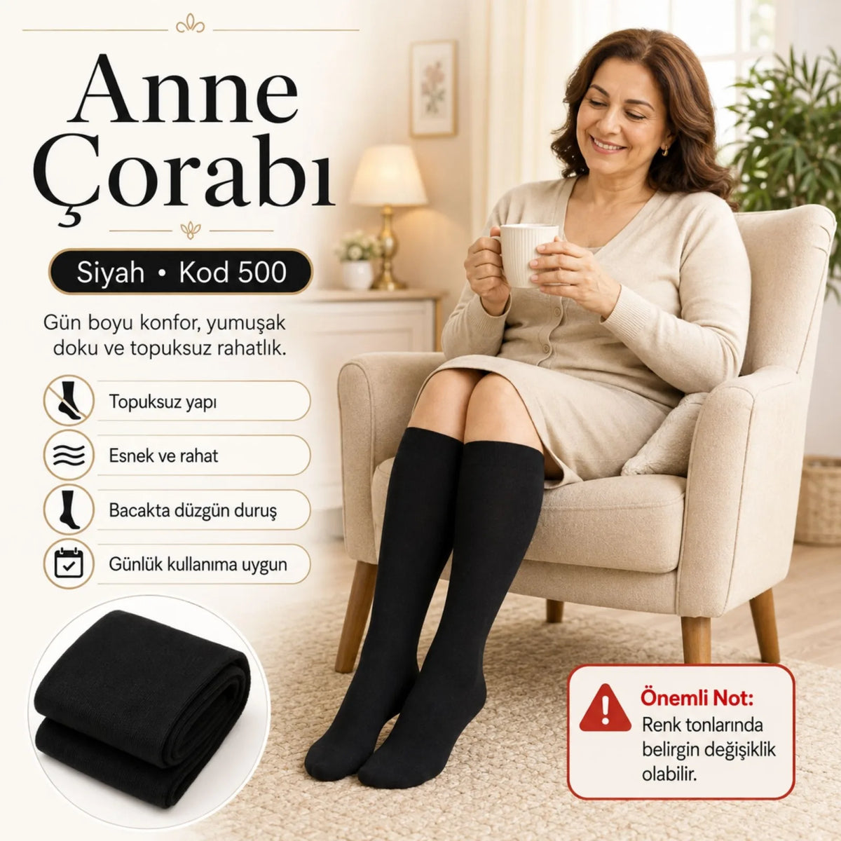 Kadın 40 Denye 12'li İnce Anne Çorabı Dizaltı Topuksuz Esnek Günlük Kullanım Çorabı Ten Siyah Bronz Vizon