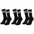 Siyah Çorap Beyaz Çizgili 3'lü Set Unisex Uzun Soket Günlük Spor Rahat Kolej Stil Çorap Seti