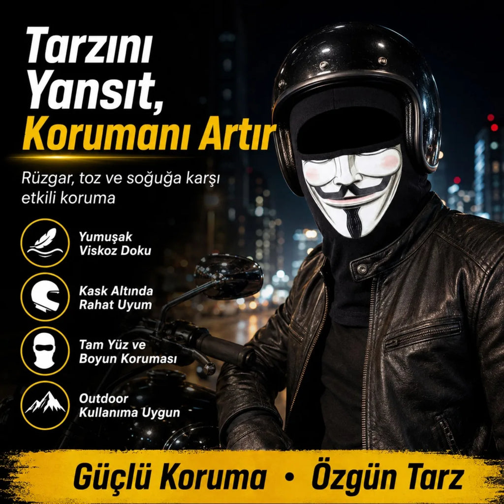 Unisex  Baskılı Balaklava 1 Adet Tek Beden Viskoz Kask İçi Motosiklet Maskesi