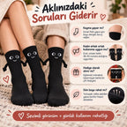 Mıknatıslı El Ele Unisex Tutuşan Sevimli Çorap 36-44 | Çift Hediyesi, Pamuklu Renkli Crew Model