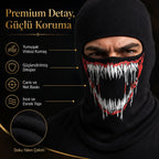 Unisex Canavar Diş Baskılı Balaklava 1 Adet Tek Beden Viskoz Kask İçi Motosiklet Maskesi