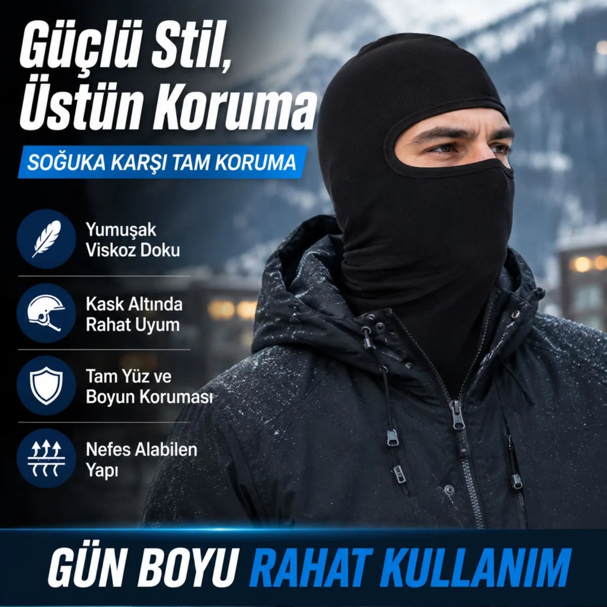 Unisex Siyah Balaklava Tek Beden | Viskoz Kask İçi Motosiklet Outdoor Maske