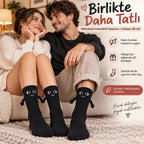Mıknatıslı El Ele Unisex Tutuşan Sevimli Çorap 36-44 | Çift Hediyesi, Pamuklu Renkli Crew Model