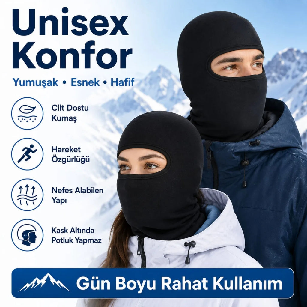 Unisex Siyah Balaklava Tek Beden | Viskoz Kask İçi Motosiklet Outdoor Maske