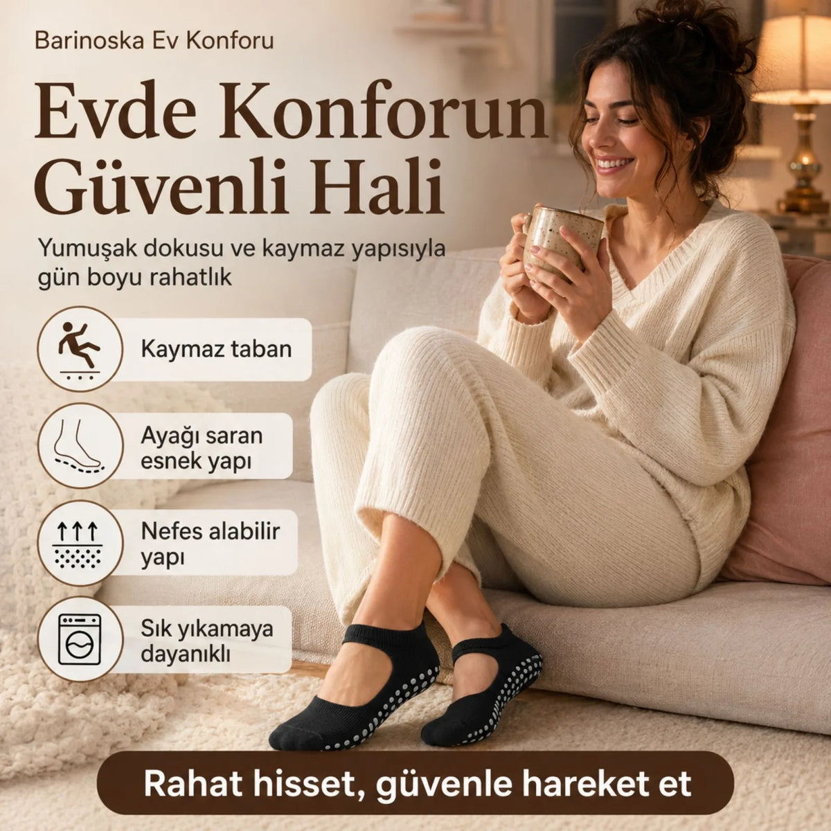 Kadın Siyah Kaymaz Yoga Pilates Çorabı 3'lü | Silikon Taban, Bilek Bantlı, Ev Spor Umre