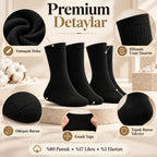 Unisex Siyah Soket Çorap 3'lü Set Düz Basic Ribanalı Günlük Spor Esnek Rahat Uzun Çorap Konforlu Set