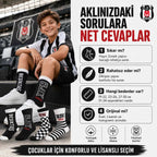 Beşiktaş Lisanslı Çocuk Çorabı 4’lü Set – Siyah Beyaz BJK Taraftar Spor Çorabı, 19-34 Numara