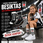 Beşiktaş Lisanslı Çocuk Çorabı 4’lü Set – Siyah Beyaz BJK Taraftar Spor Çorabı, 19-34 Numara