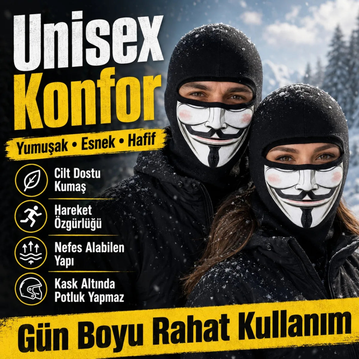 Unisex  Baskılı Balaklava 1 Adet Tek Beden Viskoz Kask İçi Motosiklet Maskesi