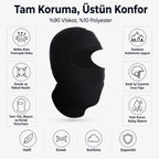 Unisex Siyah Balaklava Tek Beden | Viskoz Kask İçi Motosiklet Outdoor Maske