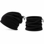 Unisex Premium Polar Bere Boyunluk 2 Adet Set 2'si 1 Arada Sıcak Tutan Rüzgar Korumalı Outdoor Siyah