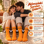 Mıknatıslı El Ele 2'li Unisex Tutuşan Sevimli Çorap 36-44 | Çift Hediyesi, Pamuklu Renkli Crew Model