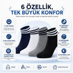 Erkek Çocuk Pamuklu Çizgili Patik Çorap 8'li | Nefes Alan Esnek Okul Günlük Spor Çorabı