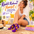 Kadın Mor Ananas Desenli Patik Çorap 6'lı Paket | Renkli, Rahat ve Günlük Kısa Çorap Seti