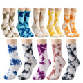 Unisex Batik Spor Çorap 10'lu Set Tie Dye Tenis Çorabı Koyu Retro Renkler Günlük Rahat Konforlu Stil