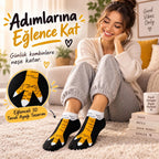 Kadın Tavuk Ayağı Desenli 3'lü Patik Çorap Dikişsiz Pamuklu Eğlenceli Sneaker Günlük Çorap