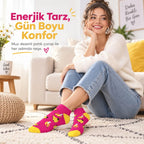 Kadın Pembe Muz Desenli Patik Çorap 6'lı Paket | Renkli, Rahat ve Esnek Günlük Kısa Çorap Seti