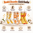Unisex Batik Desenli Çorap 6'lı Set Pamuklu Renkli Uzun Soket Dikişsiz Nefes Alan Günlük Spor Çorabı