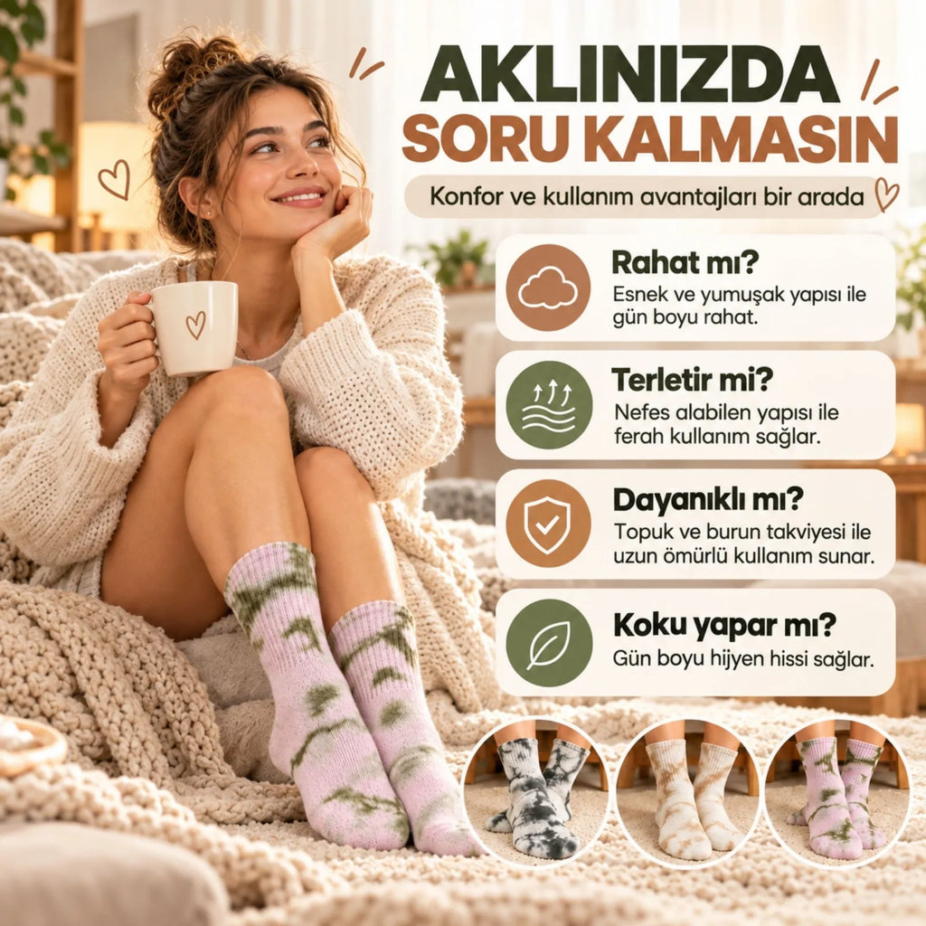 Unisex Batik Desenli Çorap 3'lü Set Pamuklu Uzun Soket Dikişsiz Nefes Alan Günlük Spor Konfor Çorabı